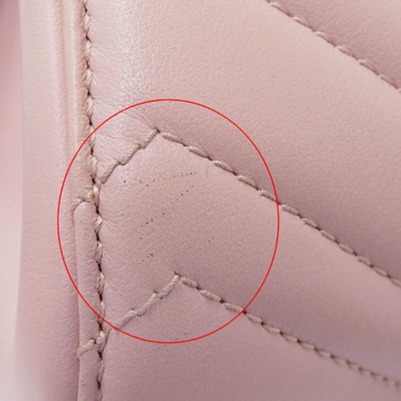 GUCCI Bag Women's Handbag Shoulder 2way Leather GG Marmont Pink 448054 Quilted - Picture 12 of 16
